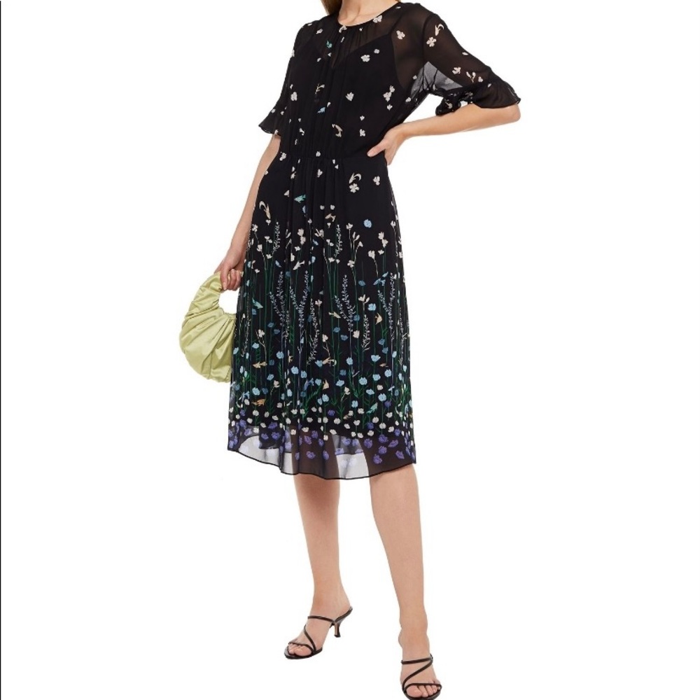 Markus Lupfer Estelle fluted printed midi dress - NWT